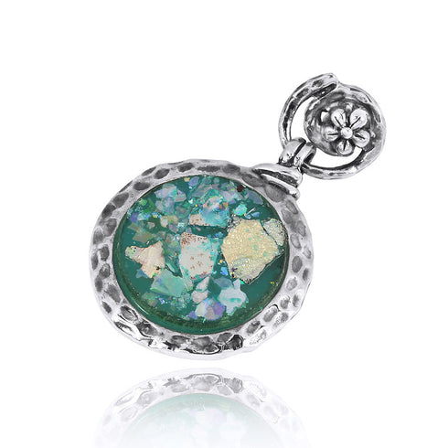 Flower Design Roman Glass Pendant